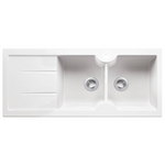 Turner Hastings Cuisine 116 x 50 Inset or Undermount Double Bowl Left Hand Drainer Sink with Tap Hole - Gloss White CUD116FS-LHD hero image