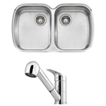 Oliveri Monet Double Bowl Sink and London Chrome Pull Out Tap Pack LON580FCR-PMO70U hero image