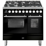 ILVE Professional Plus Series 90cm Dual Fuel Five Burner Double Oven with Milano Knobs PD09PDWE3BK hero image