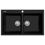Oliveri Santorini Double Bowl Topmount Sink Matte Black ST-MB1564-OF hero image
