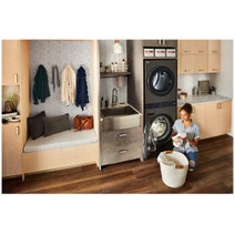 LG 12kg/9kg WashTower All-In-One Stacked Washer Dryer Platinum Black WWT-1209B hero image