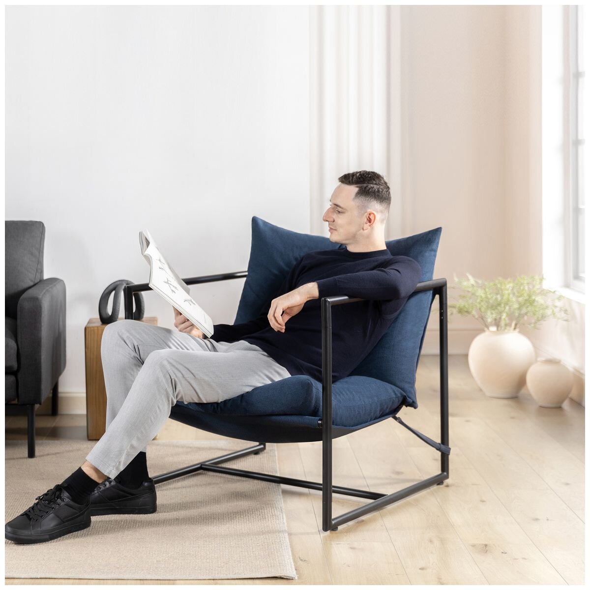 Zinus Aidan Sling Accent Chair Black AU-USHSL1-31B Appliances Online