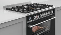 Fisher & Paykel 90cm Series 9 Classic Style Freestanding Dual Fuel Pyrolytic Oven Black OR90SCG6B1 hero image