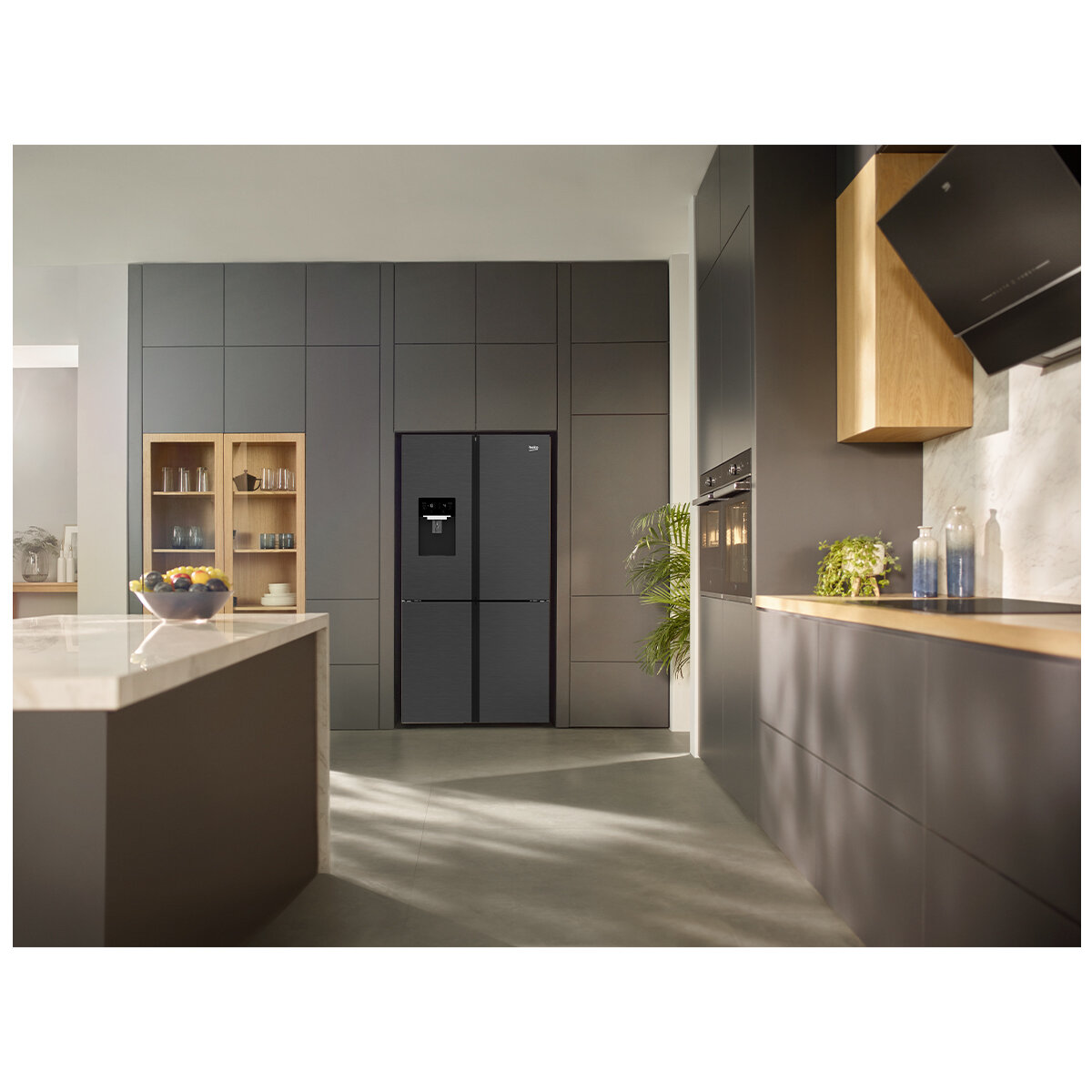 Beko 569L French Door Refrigerator with Water Dispenser and Automatic Ice Maker Dark Stainless Steel BFR569DDX hero image