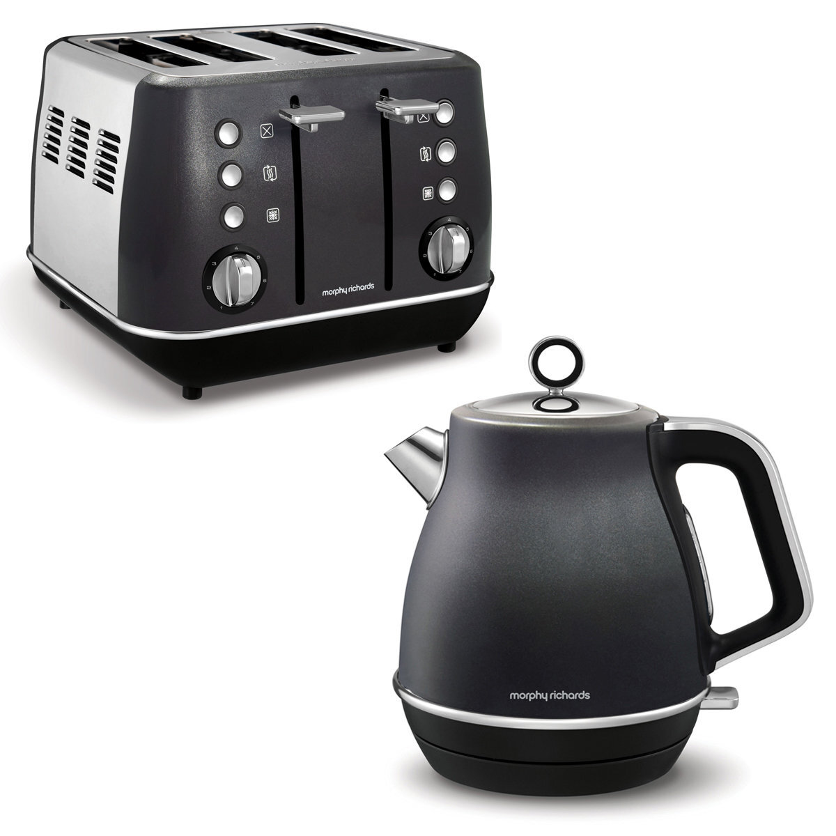 Morphy Richards 240105104405 Evoke Black Toaster and Kettle Pack