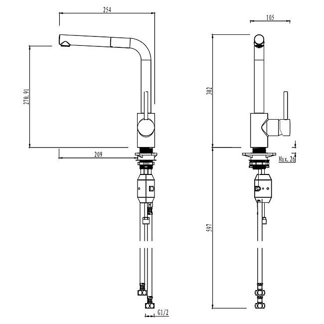Gareth Ashton 3K6-BN Lucia Pull Out Kitchen Mixer Tap hero image