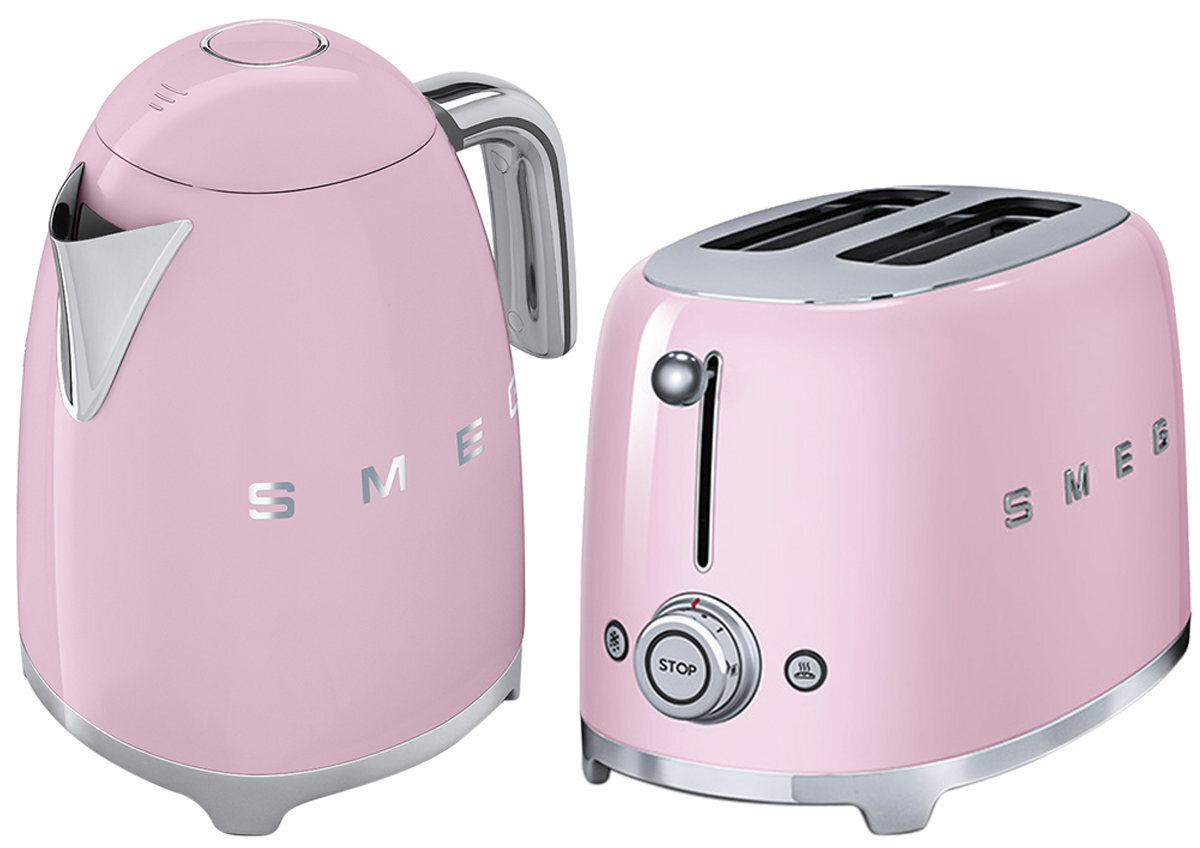 Smeg KLF01PKAUTSF01PKAU Pink Kettle and 2 Slice Toaster Pack