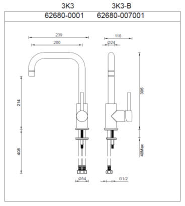 Gareth Ashton 3K3 Lucia Square Side Lever Mixer Tap hero image