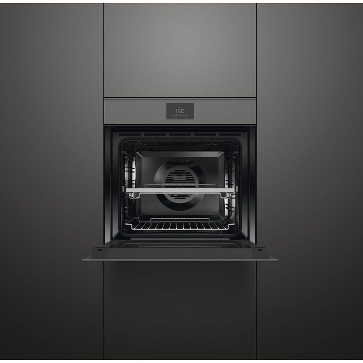 Fisher Paykel 60cm Series 9 Minimal Handleless Pyrolytic Oven-Grey Glass OB60SMPTNG1 hero image