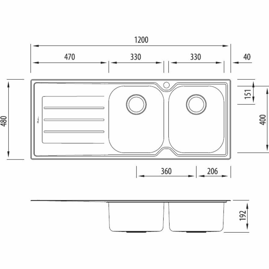 Oliveri Flinders Double Bowl Sink with Drainer FL172 hero image