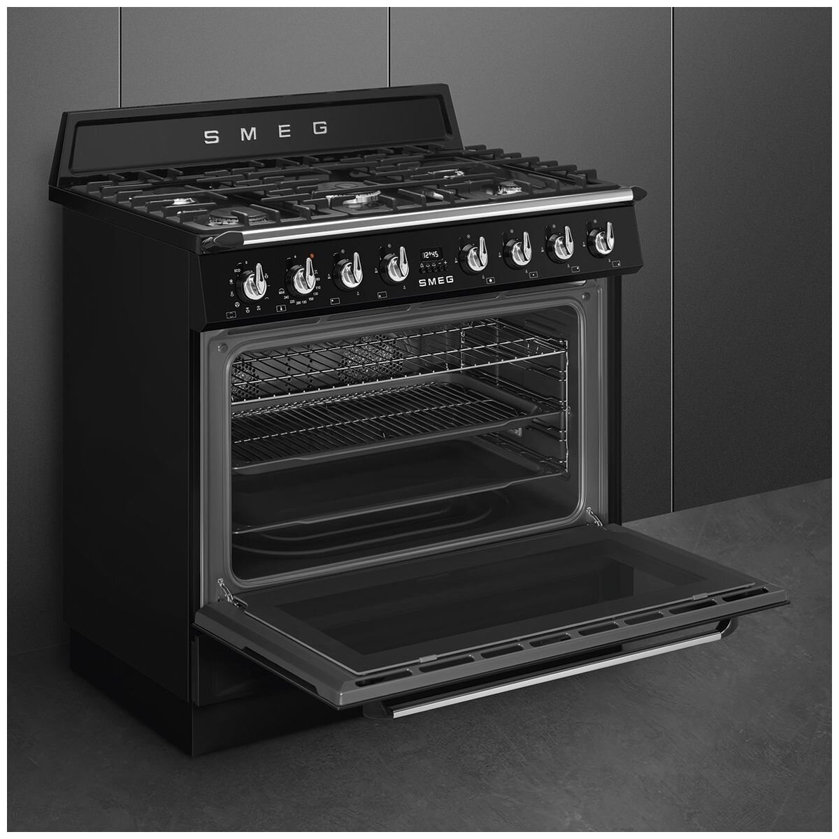 SMEG Victoria Series 90cm Dual Fuel Upright Oven/Stove TRA90GMBL hero image