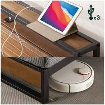Zinus Queen Ironline Wood and Metal Bed Frame with Headboard Shelf and USB Ports AU-IRPBHS-14Q hero image