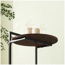 Zinus Round Metal and Wood Bedside Table Dark Brown AU-UTNST3-24B hero image