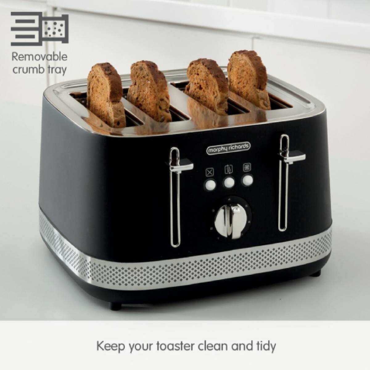 Morphy Richards Illumination Black Stainless Steel 4 Slice Toaster 248020 hero image