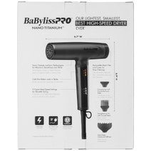 BaBylissPRO Nano Titanium Light Ionic High-Speed Dryer Black 900213 hero image