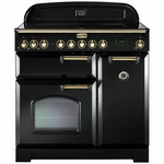 Falcon 90cm Classic Deluxe Freestanding Induction Oven/Stove Black and Brass CDL90EIBLBR hero image