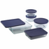 Pyrex 12-piece Glass Food Storage Container Set with Blue Lids - Three Pack (36-piece Total) 6021224-3PK image NaN