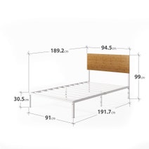 Zinus Figari Single Metal and Bamboo Bed Frame With Adjustable Headboard White AU-FBOBH2-39S hero image