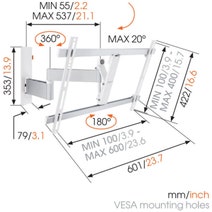 Vogel's WALL2345W Full-Motion TV Wall Mount for 40 to 65 Inch TVs White hero image