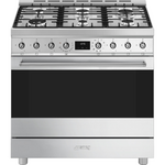Smeg 90cm Classic Freestanding Dual Fuel Stainless Steel Stove CS9GMXA2 hero image