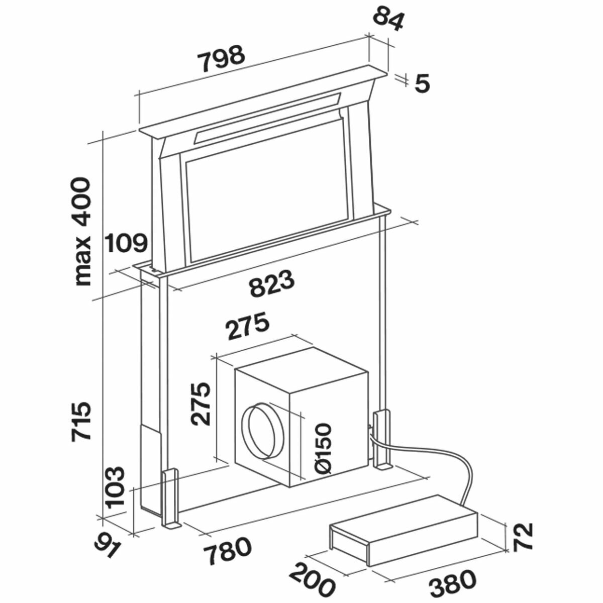Falmec F8DD90B1-IN950 90cm Designer Series Downdraft Rangehood with Inline Motor hero image