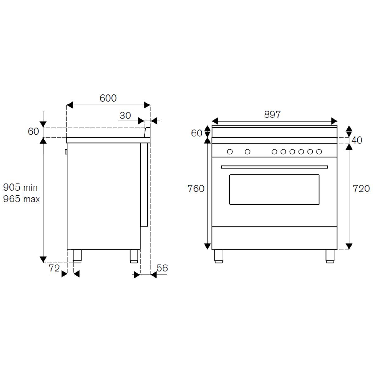 La Germania 90cm Freestanding Futura Natural Gas Oven/Stove TUS96C71BX  hero image