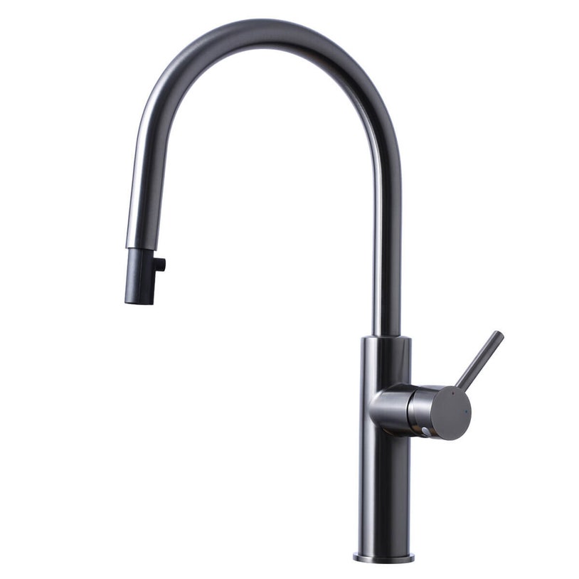 Titan Essentials Lite Gooseneck Pull Out Kitchen Mixer Tap - Gunmetal ...