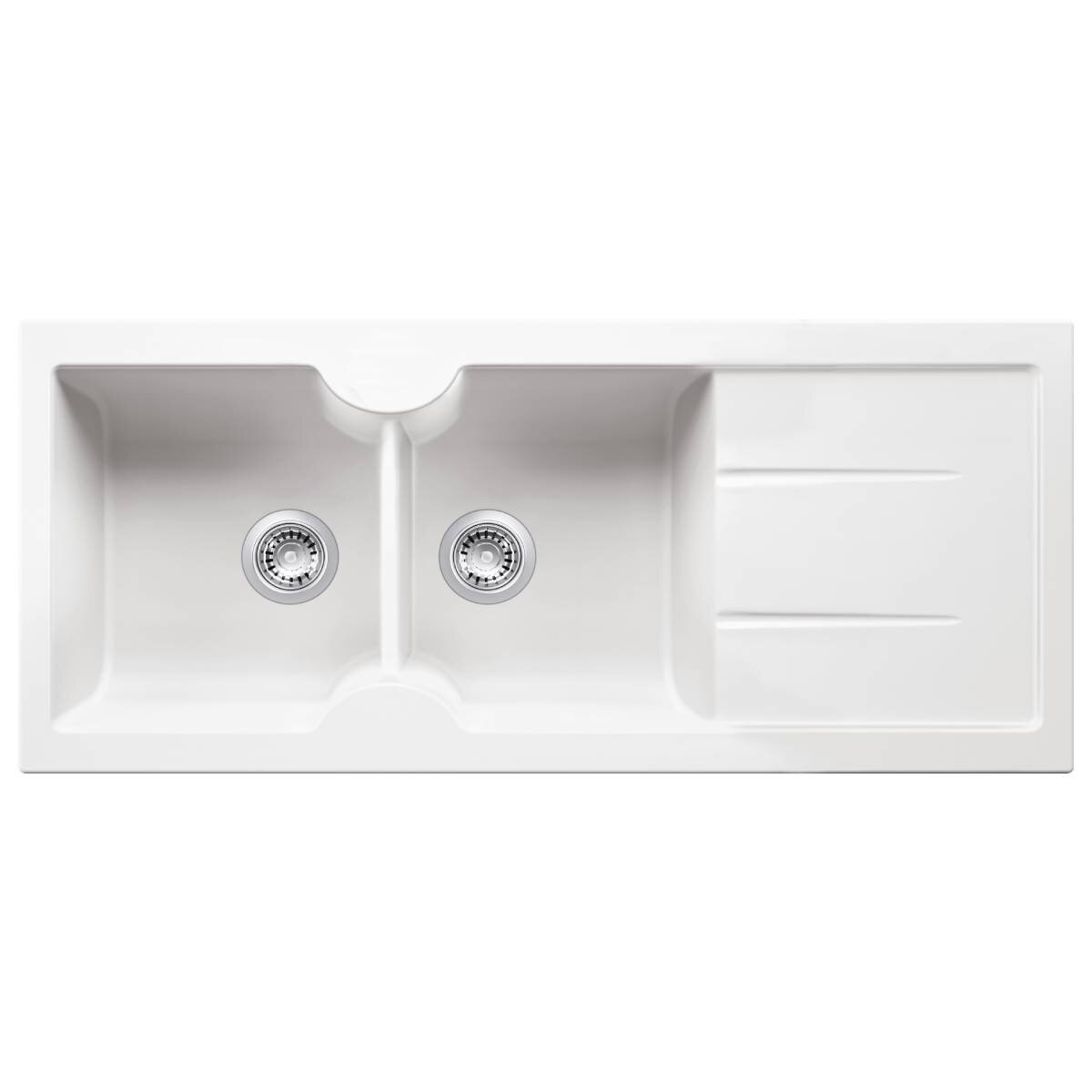 Turner Hastings Cuisine 116 x 50 Inset or Undermount Double Bowl Sink with No Tap Hole - Gloss White CUD116FS-NTH hero image