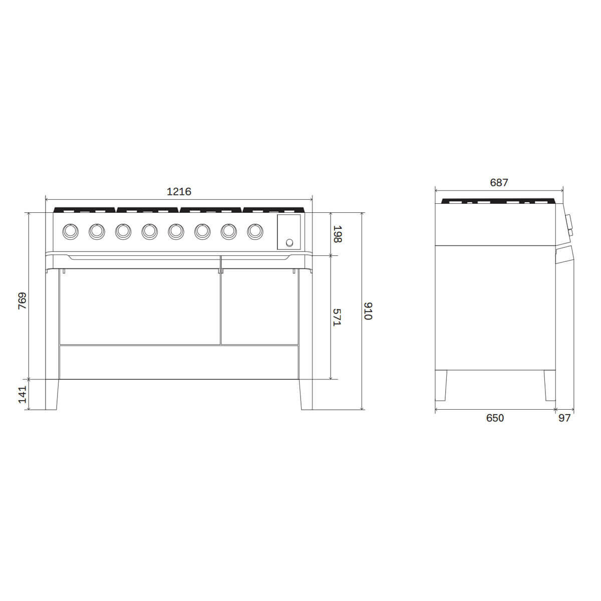 ILVE 120cm Panoramagic Induction Freestanding Oven Stainless Steel PMI127S3SS hero image