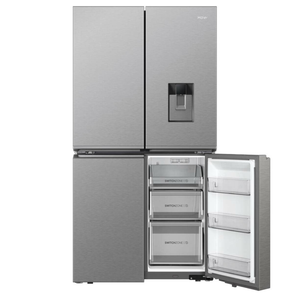 Haier 623L Quad Door Refrigerator with Ice and Water Satina Silver HRF680YPS hero image