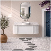 Turner Hastings Evara 120x53 Wall Hung Vanity with Real Marble Top To Suit Above Counter Basin White 1TH EV123-WH-1TH hero image