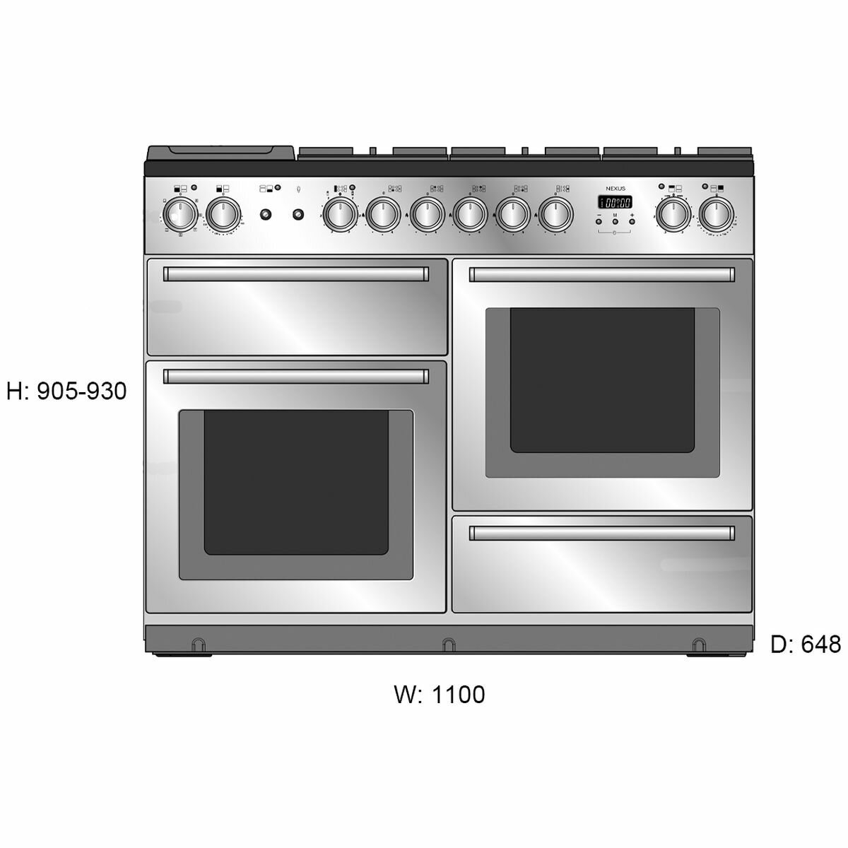 Falcon 110cm Nexus SE Freestanding Electric Oven/Stove Stainless Steel and Chrome NEXSE110EISS-CH hero image