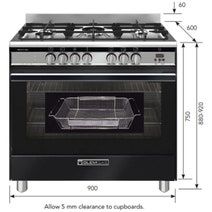 GlemGas 90cm Matte Black Natural Gas Freestanding Oven with Electric Grill GA965GGMB hero image