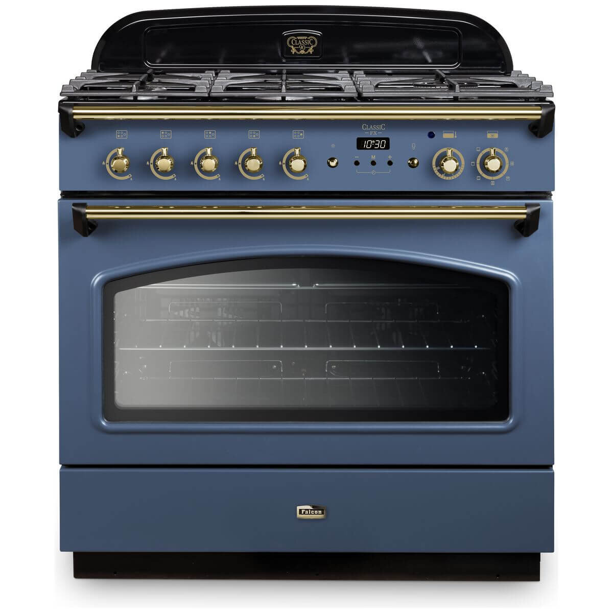 Falcon 90cm Classic FX Dual Fuel Freestanding Oven/Stove Stone Blue and Brass CLA90FXDFSB-BR hero image