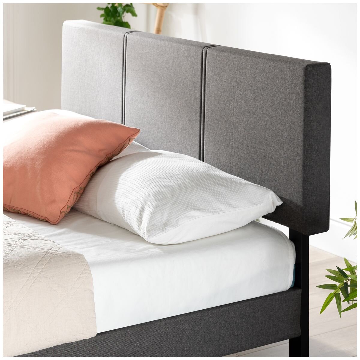 Zinus Single Cambril Bed Frame Fabric Bed Base Upholstered Kids Dark Grey AU-FPPBC1-38S hero image