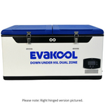 EvaKool 95L Down Under Dual Zone Portable Fridge/Freezer Left Hinge DU95-DZL hero image