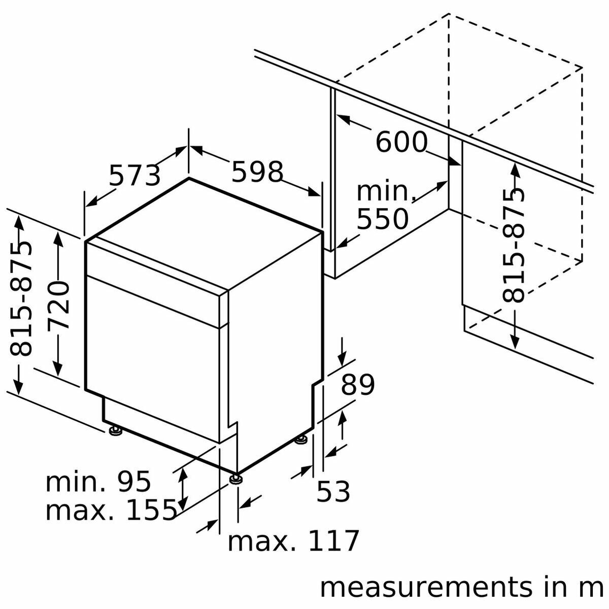 Under bench shop dishwasher dimensions