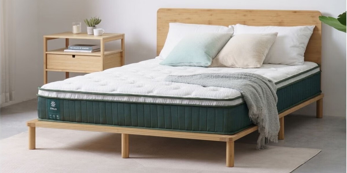 Lifestyle image of the Zinus Queen Green Premium Pocket Spring Euro Top Mattress sold in Australia by Appliances Online