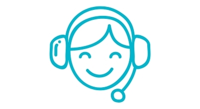 Graphic of smiling customer support person with headset on