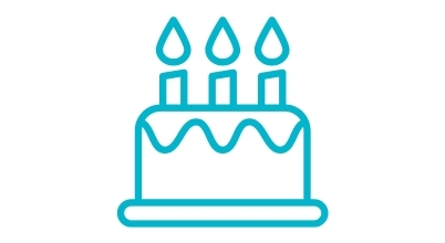 A birthday cake garphic with candles