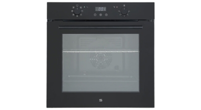 A black Seiki 60cm electric multifunction oven with touch and knob controls sold in Australia by Appliances Online with free delivery