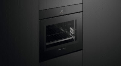 The Fisher & Paykel Series 9 Minimal 60cm Handleless Pyrolytic Oven Black Glass OB60SMPTNB1 
