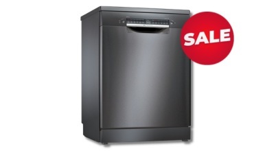 The Bosch 60cm Series 4 Freestanding Black Inox Dishwasher SMS4HVB01A sold in Australia by Appliances Online