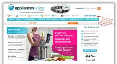 The Appliances Online website homepage in 2012