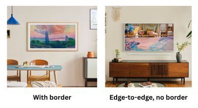 Artworks can be displayed with or without a border on The Frame TV by Samsung.