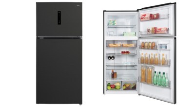 The CHiQ 515L Top Mount Fridge Black Steel CTM513NBS5E sold in Australia by Appliances Online.