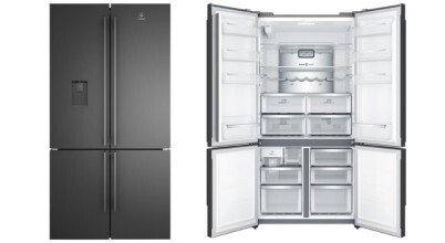 The Electrolux 562L UltimateTaste 700 Plumbed French Door Refrigerator Black EQE5657BA sold in Australia by Appliances Online with Free Delivery.