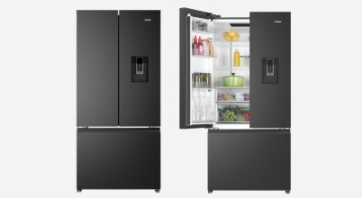 Haier's HRF510 French door fridge with door open showing shallower opening depth
