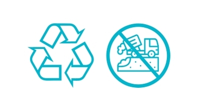 A recycling logo and icon illustrating no landfill