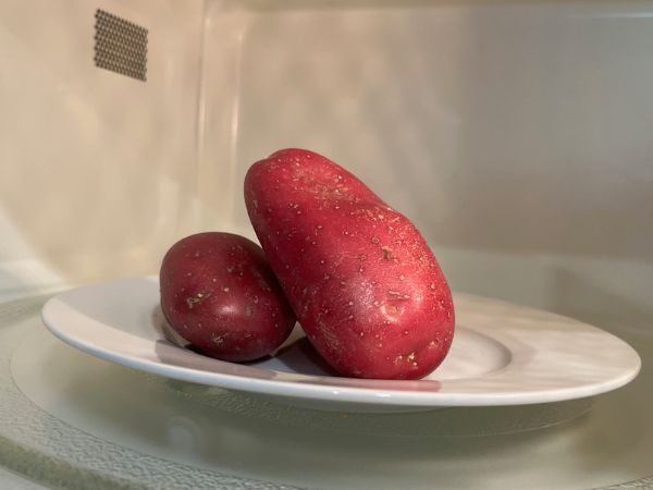 Whole unpeeled potatoes can explode in the microwave